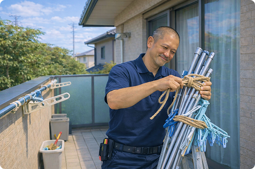 古い物干しの取り替え対応